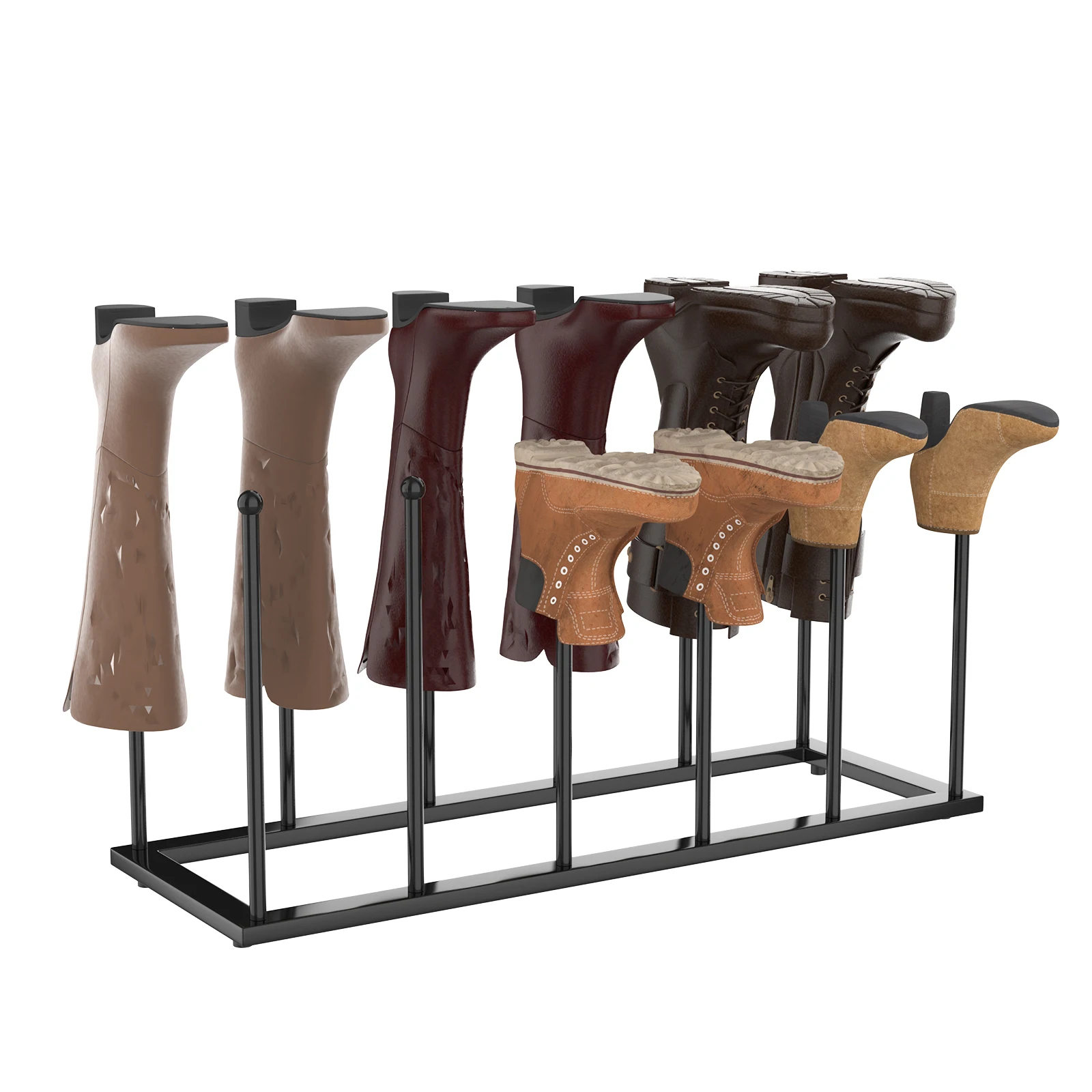 6 Pair Steel Welly Boot Rack - Free Standing Shoe Organiser for Hallway ...