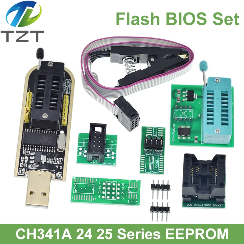 EEPROM Flash BIOS USB Programmer Module CH341A SOIC8 Clip 1.8V Adapter 