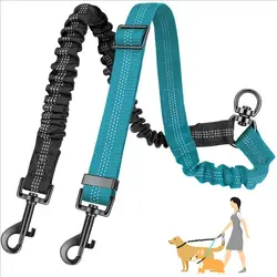 Dual Dog Leash with Elastic Extension for Outdoor Training - Suitable for Small to Medium Dogs (Blue)