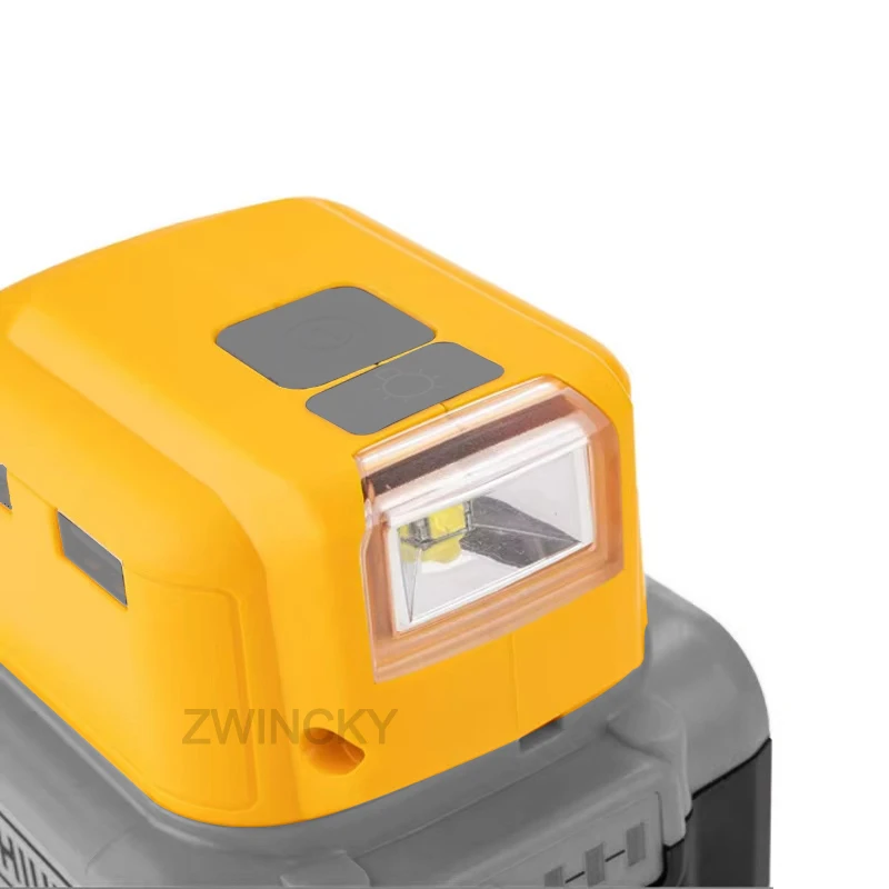 DCB090 전원 충전기 컨버터 배터리 어댑터 (디월트 18V 20V 리튬 배터리용) USB 타입 C DC 12V LED 작업등 포함