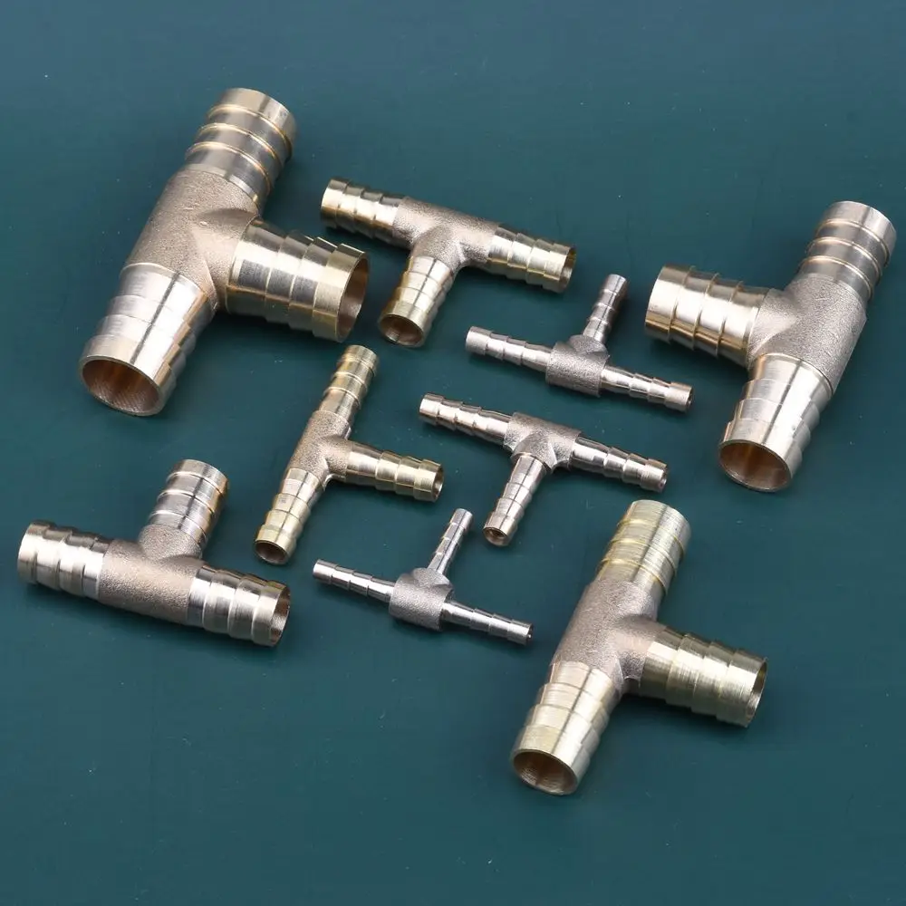 Brass T-type Hose Fittings Barb Tail Various Sizes from 4-25mm for Stable Connection hose pipe fitting,pipe fitting,tee adapter,water pipe fitting
