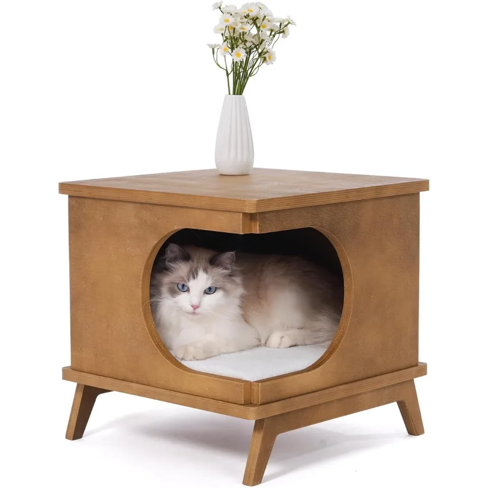 Modern Wooden Cat Bed Nightstand Furniture