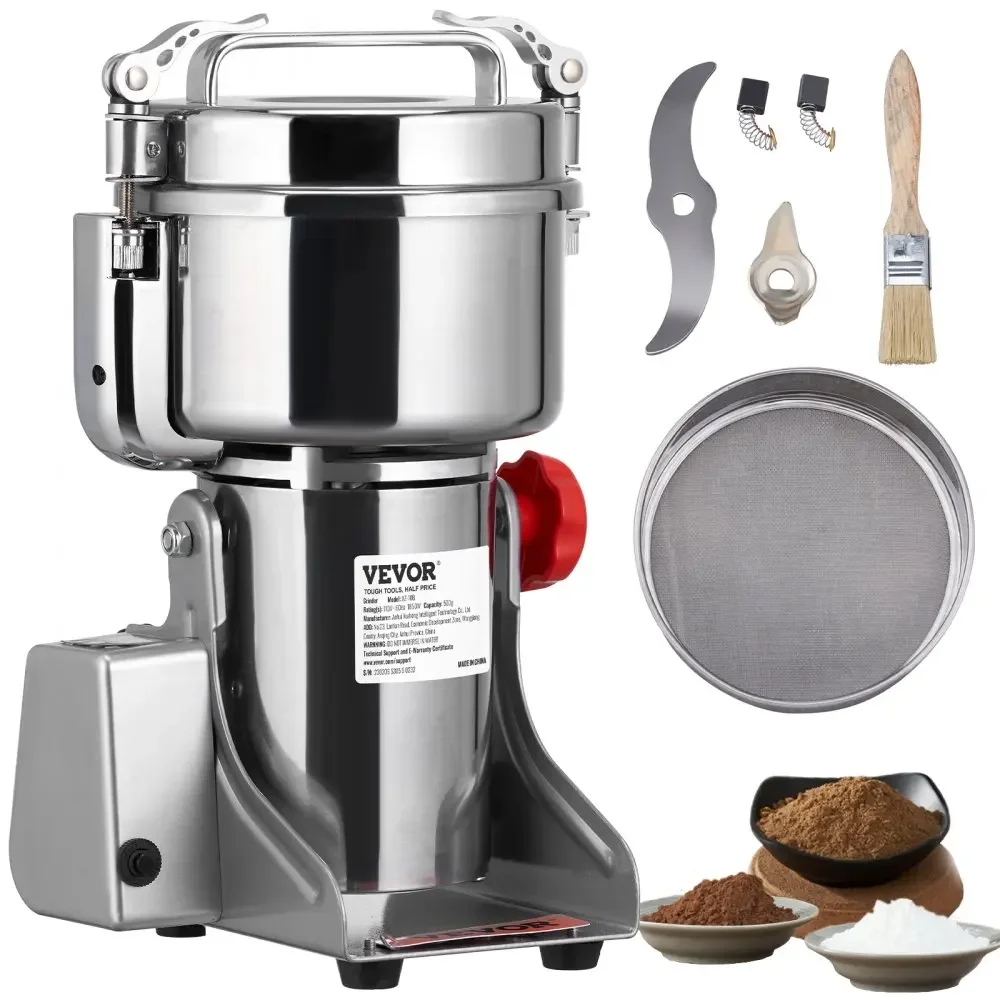

VEVOR electric 2500g grain grinder, 3750W high-speed grinder, stainless steel swing grinder, used for grains, coffee, corn
