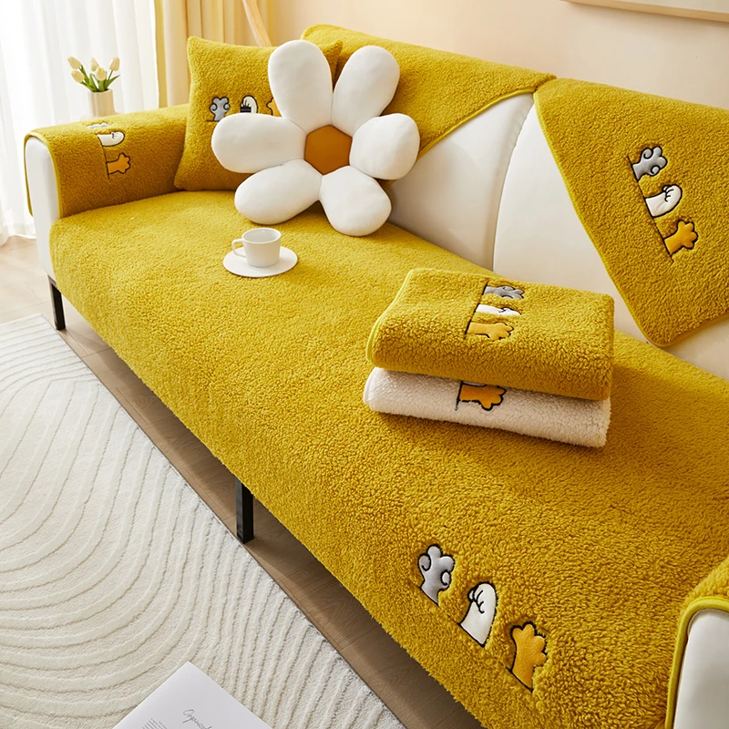 

Warm Sofa Cover Thicken Plush Winter Sofa Pad Couch Cover Non-Slip Sofa Cover For Living Room Combination Towel Decor For Home