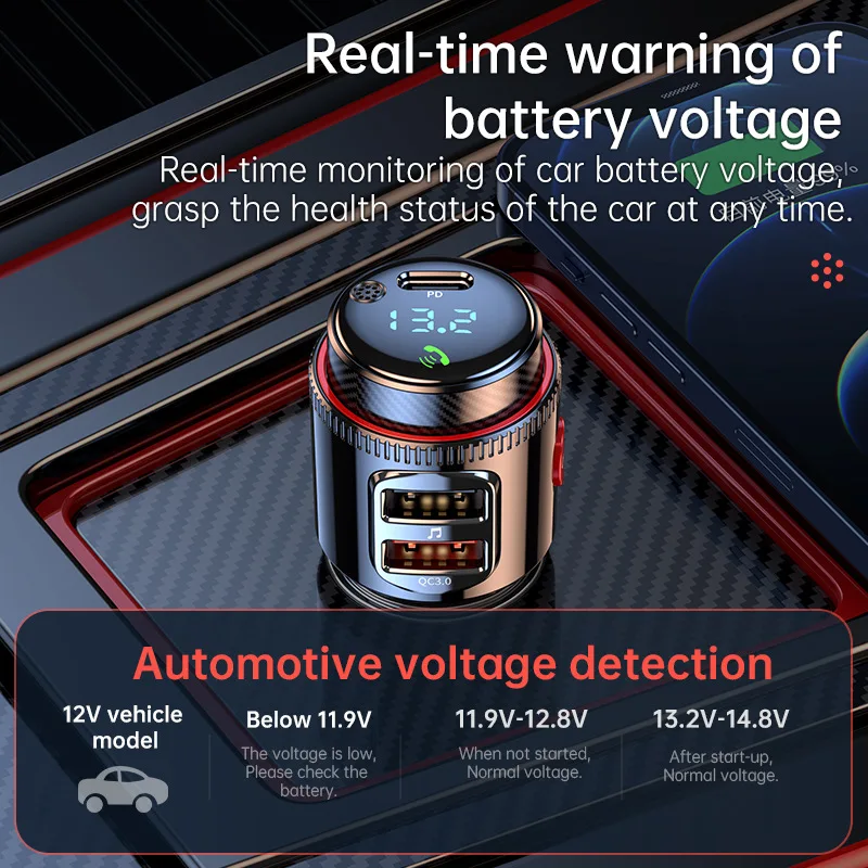 Bluetooth FM Transmitter Car Radio MP3 Player with QC3.0 USB Charge