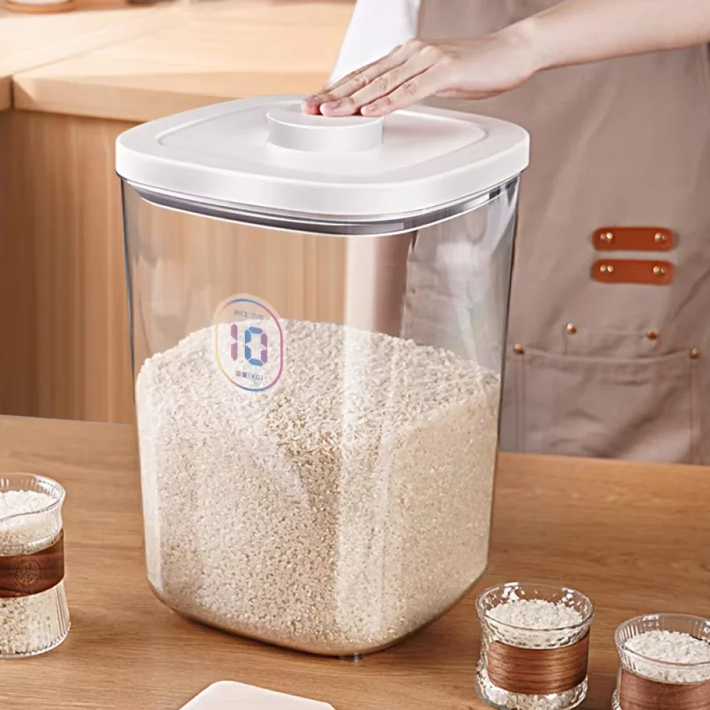 Seal Rice Bucket Vacuum Rice Buckets Cat Food Bucket Pet Food Storage Bucket Dust-proof Grain Jar Glass Jar Home Storage Box 4