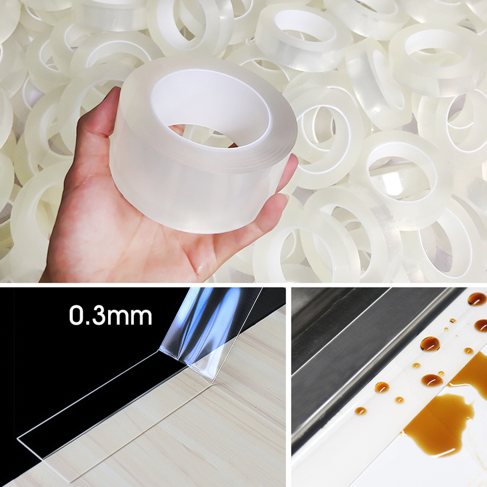 1PC 20-50MM Width Single Sided Tape Transparent Waterproof Reusable Nano Tape Strong Sticky Glue Car Ornament Kitchen Bathroom