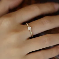 Bague en argent Sterling 925 plaqué or 14 carats, Zircon brillant pour femmes, bijoux de mariage de tempérament exquis 4