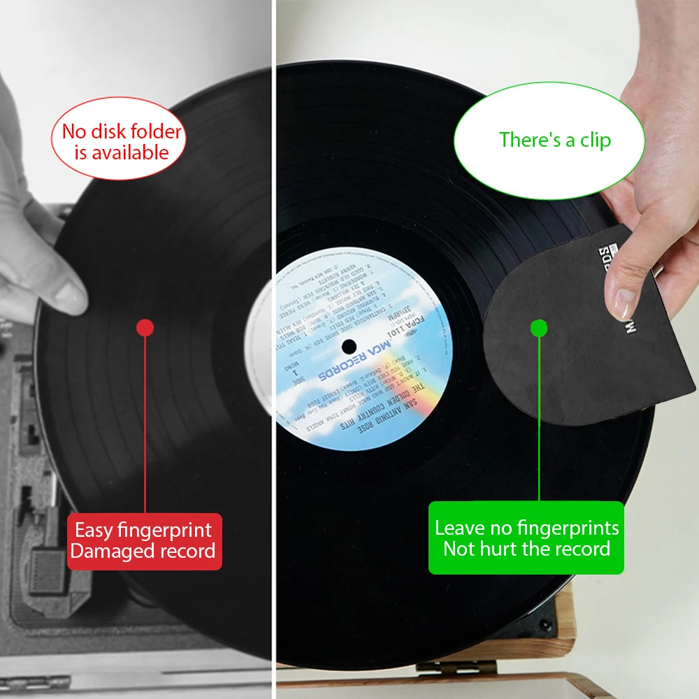 2pcs Record Cleaner Handler Mitt Vinyl Record Clip Disc Cleaning Protection Pad Lightweight No Fingerprint No Damage Anti-static