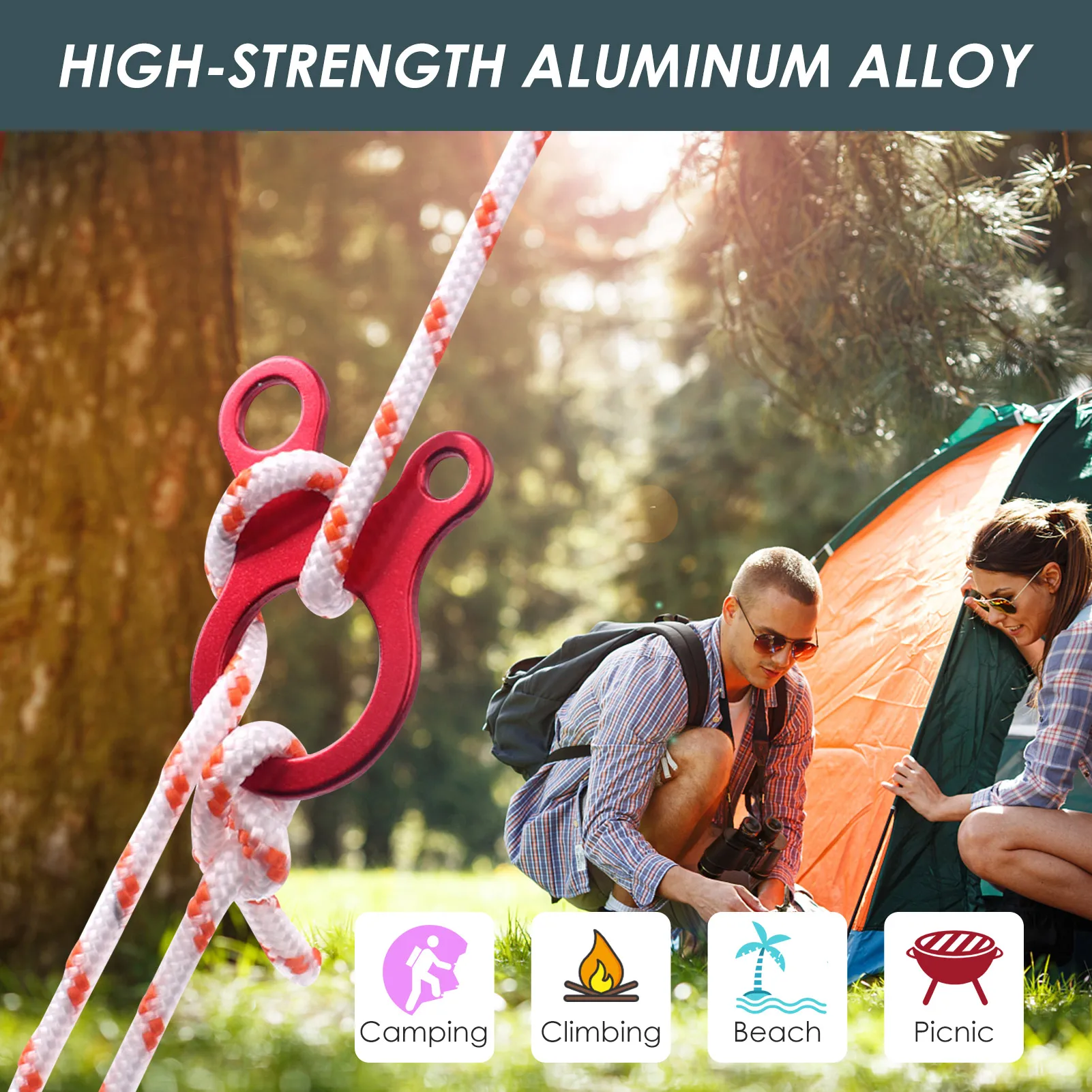 

5/10pcs/lot Outdoor Camping Tent Wind Rope Buckle 3 Hole Aluminium Alloy Rope Tensioner Tent Cord Rope Fastener Tightening Hook