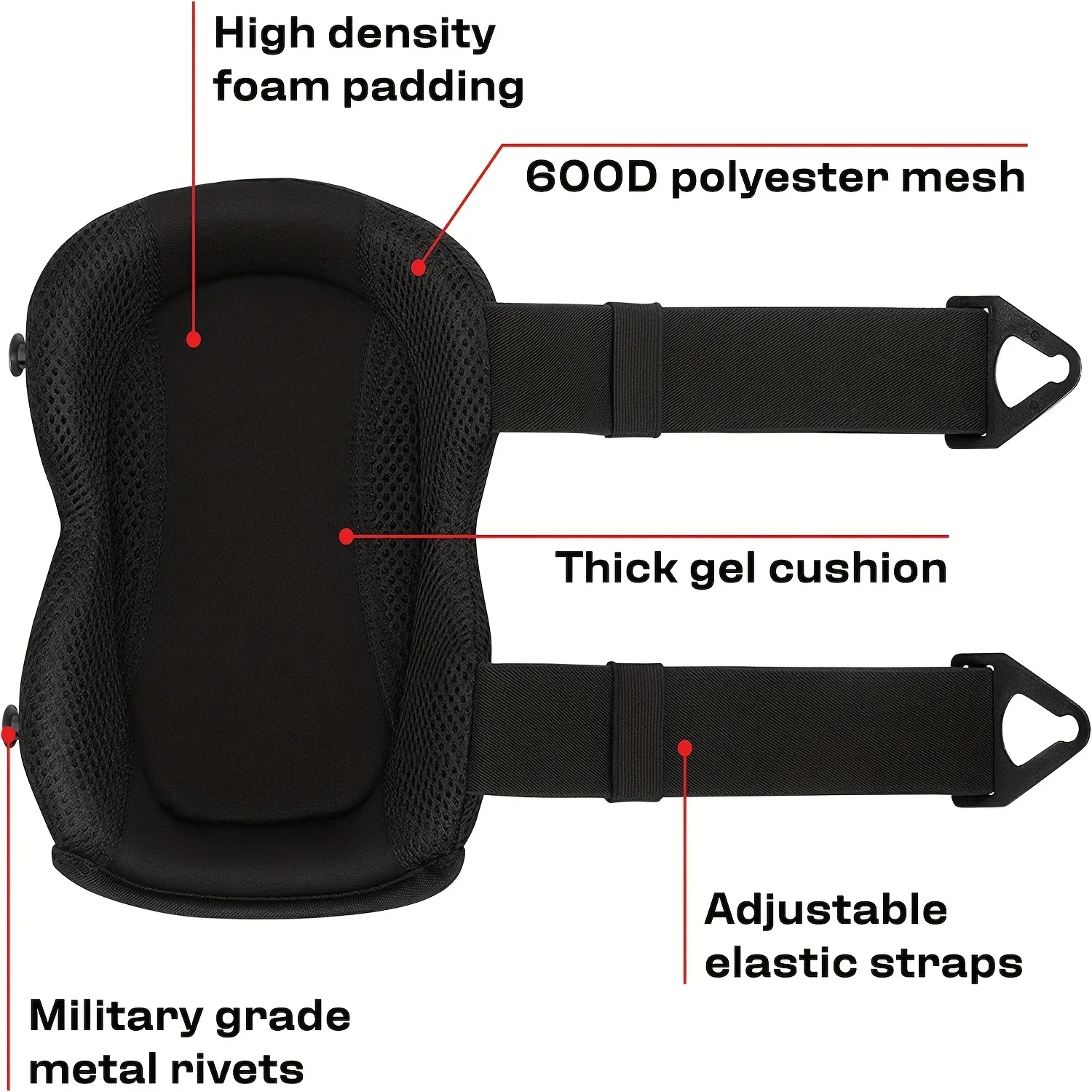 Professional Knee Pads 1 Pair Thick Gel Cushion Double Straps Adjustable Clips for Work Gardening Construction