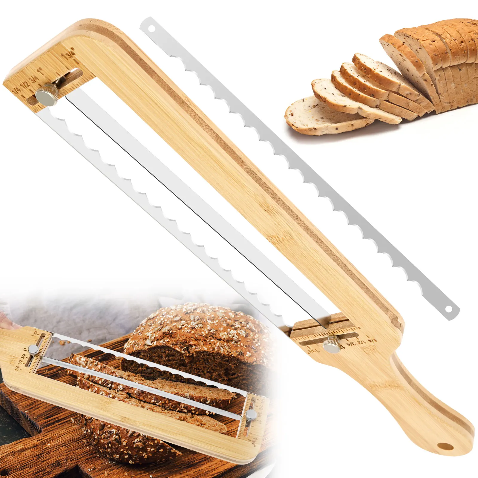 Adjustable Wooden Bread Slicer 1