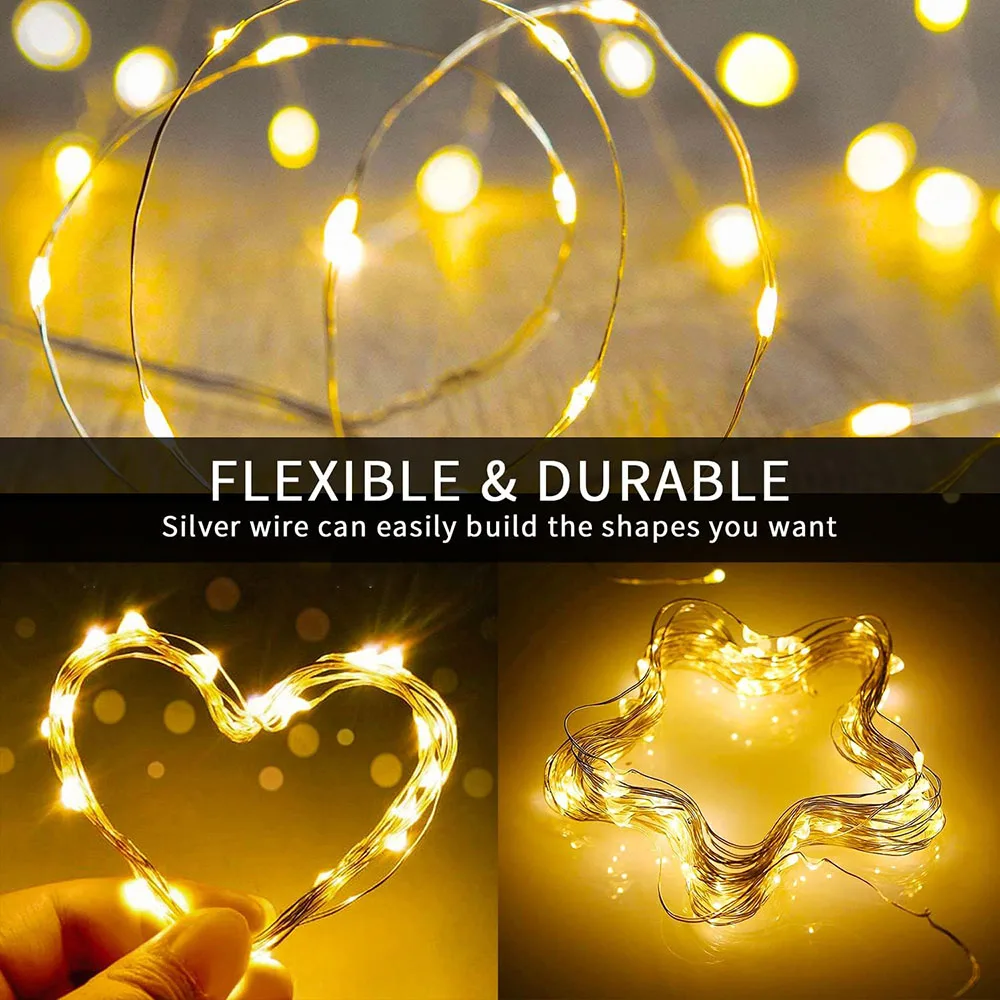 Solar Fairy Lights Outdoor Solar String Lights Waterproof 8 Modes for Patio Tree Garden Christmas Wedding Party Decoration