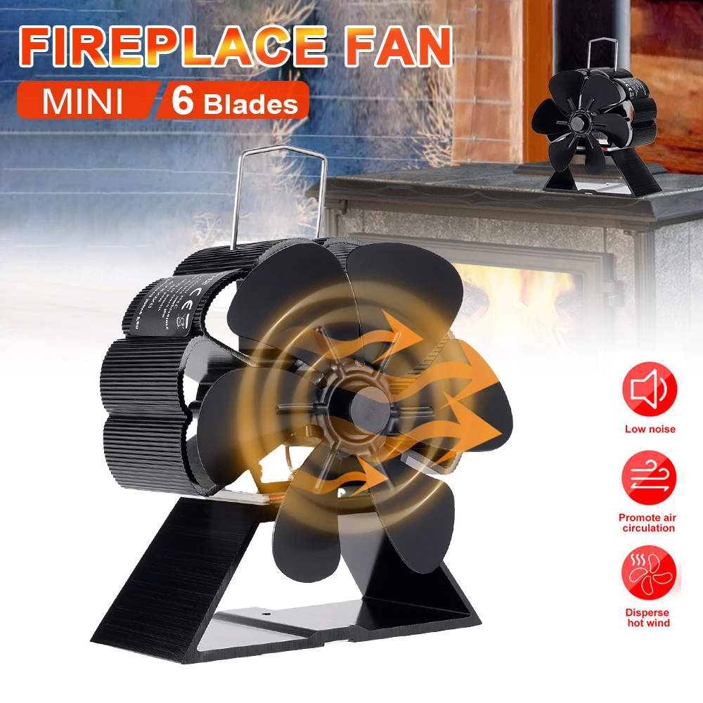 

Mini 6 Blade Fireplace Fan Heat Powered Stove Fan Log Wood Burner Eco-fan Quiet Home Firewood Heater Efficient Heat Distribution