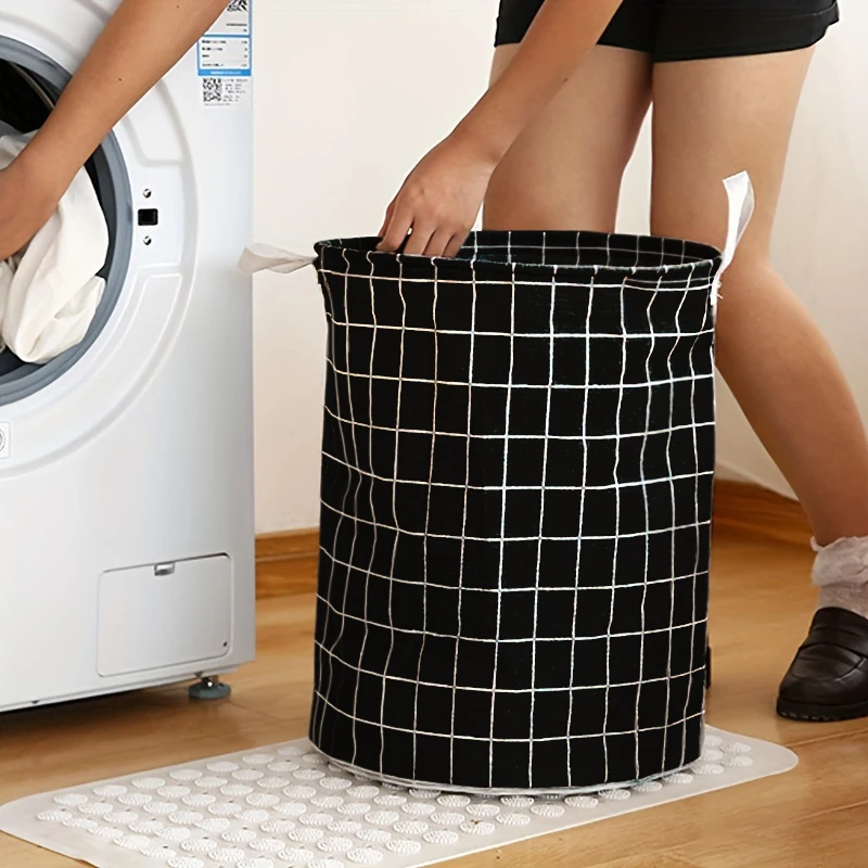 Household large fabric dirty clothes basket, toy storage bucket, cotton and linen dirty clothes basket, foldable and waterproof