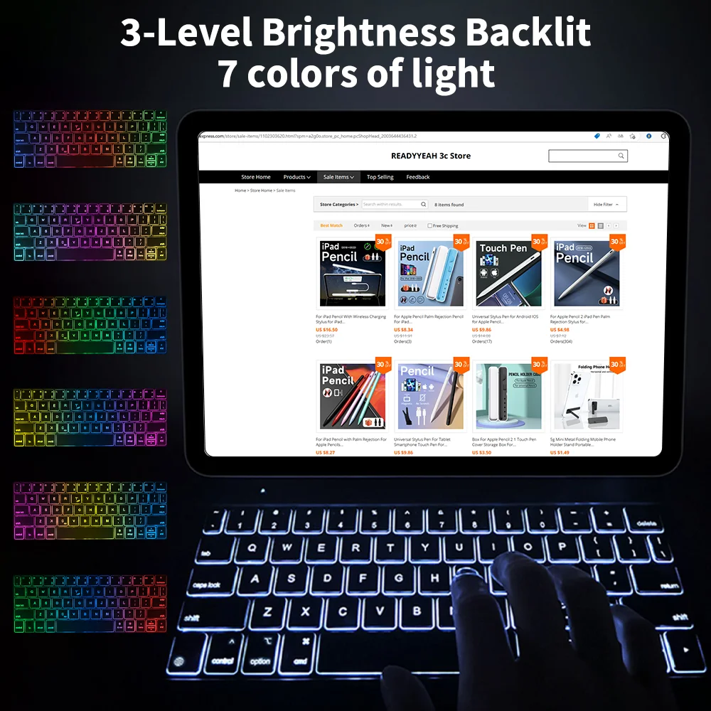 Backlight Magic Keyboard for iPad Pro 12.9 11 Bluetooth Keyboard for iPad Accessories 10th Air 4 5 Magnetic