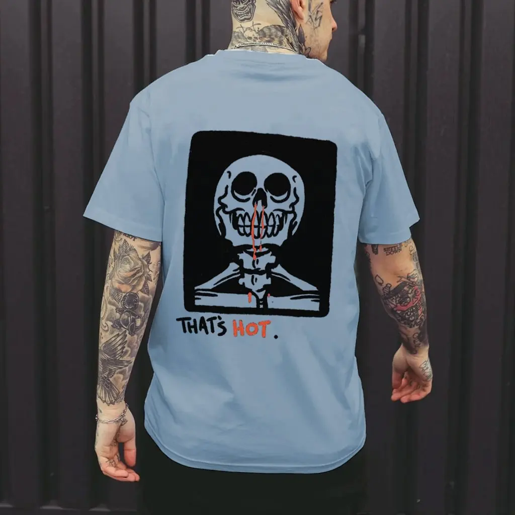 

Летняя новая Ретро футболка с принтом черепа, свободная и Повседневная Тяжелая футболка с короткими рукавами в стиле фотографий