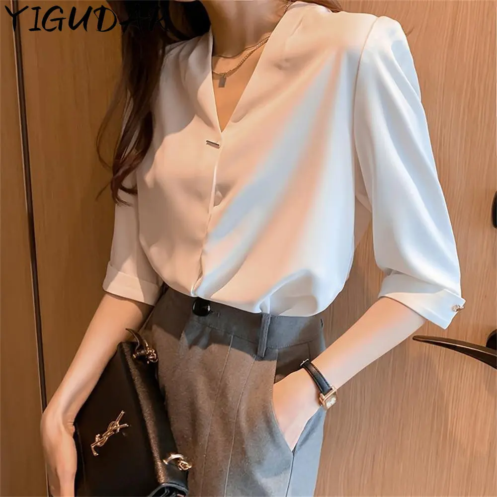 Autumn Fashion Button Up Satin Silk Shirt Vintage Blouse Women White Lady Long Sleeves Female Loose Street Shirts women blouses women striped 2 piece blazer set female red green none button casual coat straight trouser fashion street office lady pant suits