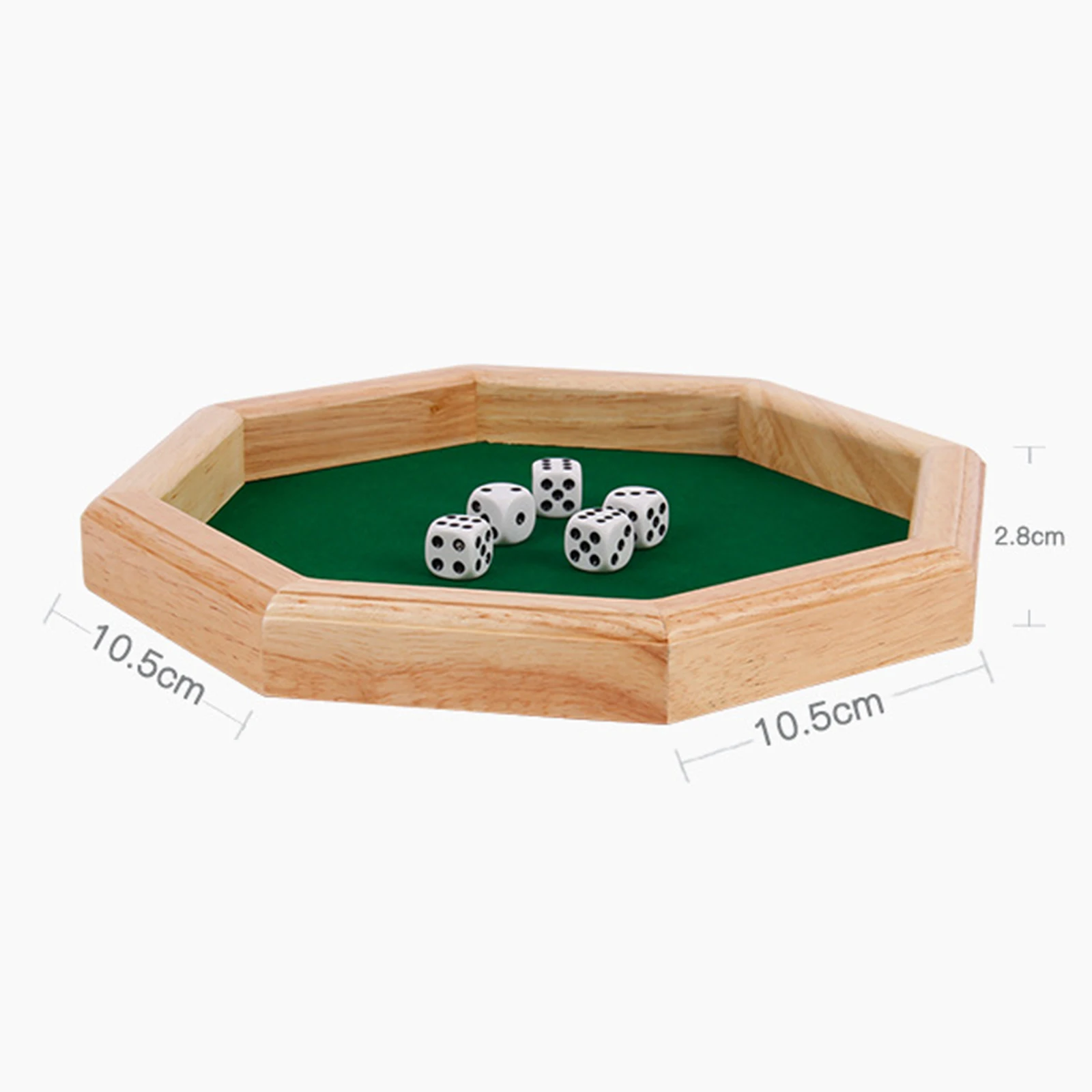 Octagonal Dice Tray Wooden/PU Dice Storage Box Felts Lined Rolling Surface Board Game RPG Dice Box Key Wallet Coin Tray Desktop 6