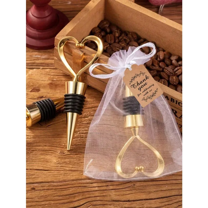Garneck Tappi per Bottiglia in Lega Artistici a Forma di Cuore, Set da 5 Pezzi, Tappo di Bottiglia di Vino Elegante e Sigillante, per Uso Domestico e Feste di Matrimonio