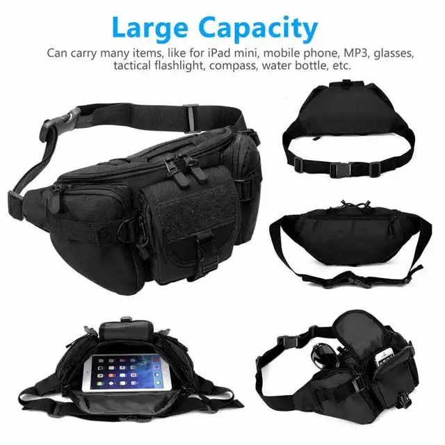 Men's Waist Bag Casual Large Bags Travel Outdoor Camping Utility Tactical Waist Fanny Packs Large Belt Pouch Crossbody Bags 2