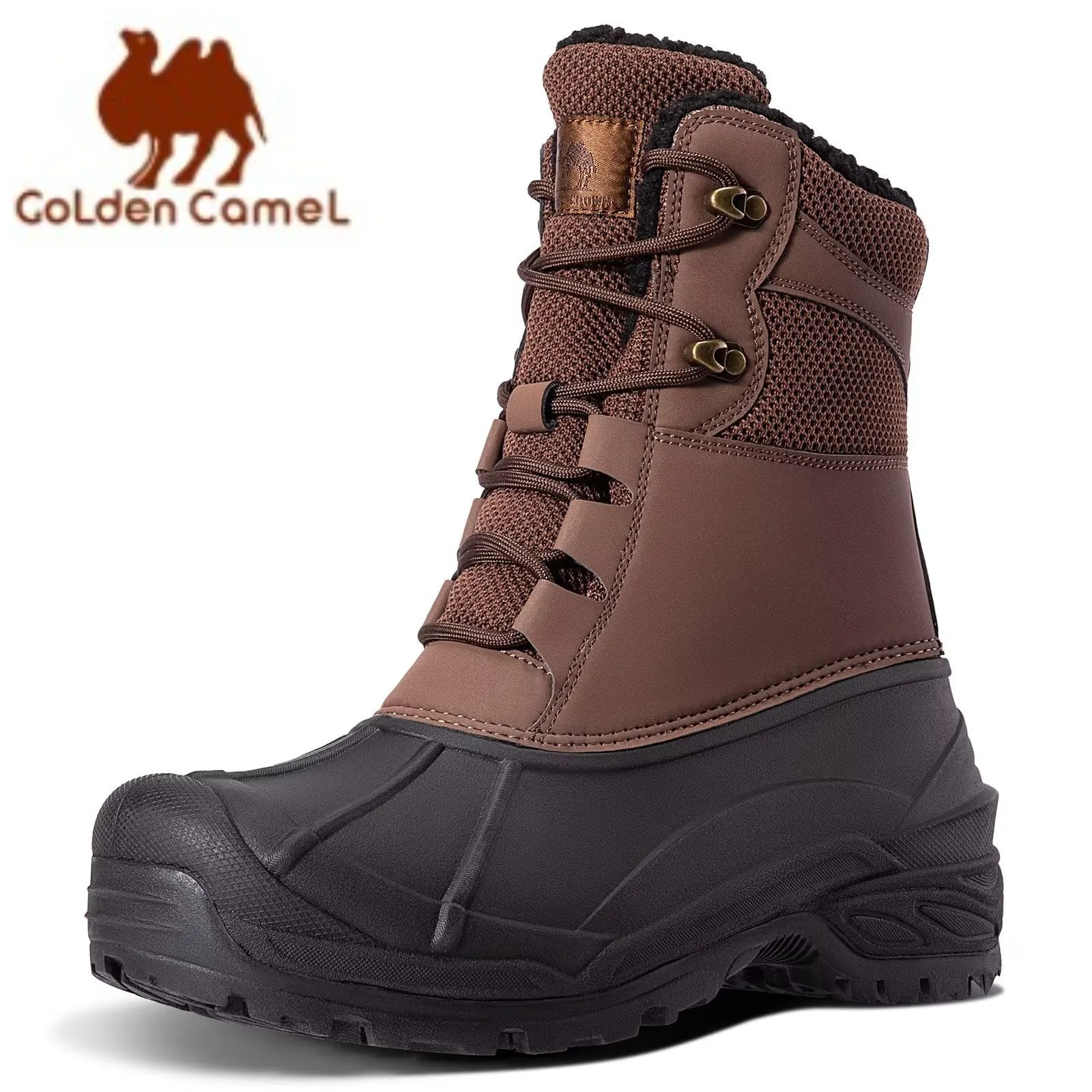 

GOLDEN CAMEL Hiking Shoes Waterproof Men's Snow Boots Insulated Winter Boots Durable Non-Slip Fur Warm Climbing Shoes for Men