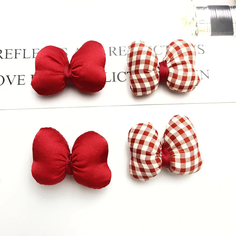 수제 빨간 크리스마스 활 패딩 패치, 의류용 아플리케, 바느질 용품, DIY 머..