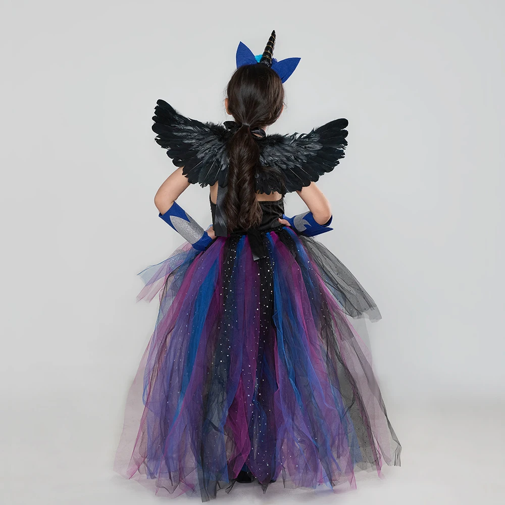Vestito Principessa Unicorno Per Bambine - Costume Tutù Con Ali E