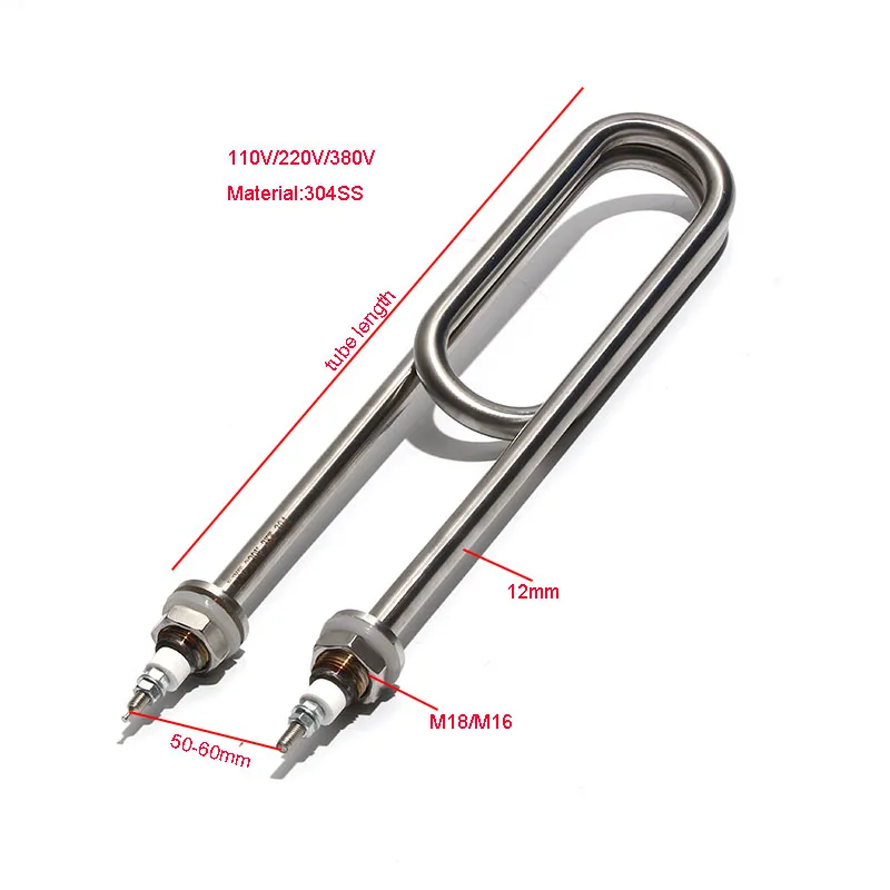 LUJINXUN Full 304SS Electric Water Heating Element Double U-shape 2/3/4/5/6kw for Rice Car Electric Heat Pipe 110V/220V/380V
