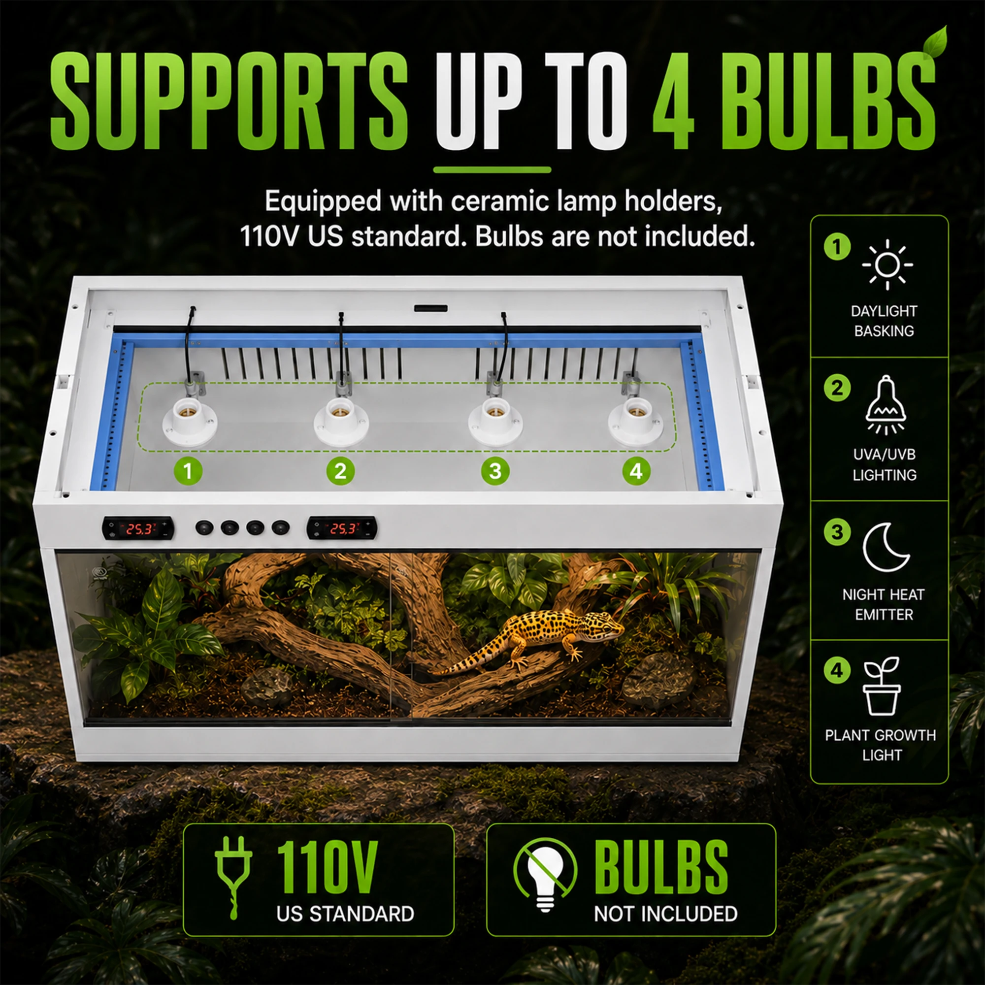Reptile Terrarium, PVC Enclosure, Stackable Reptile Enclosure Tempered Glass Bearded Dragon Tank, for Amphibians Reptilians Arachnids Pets Habitat 5
