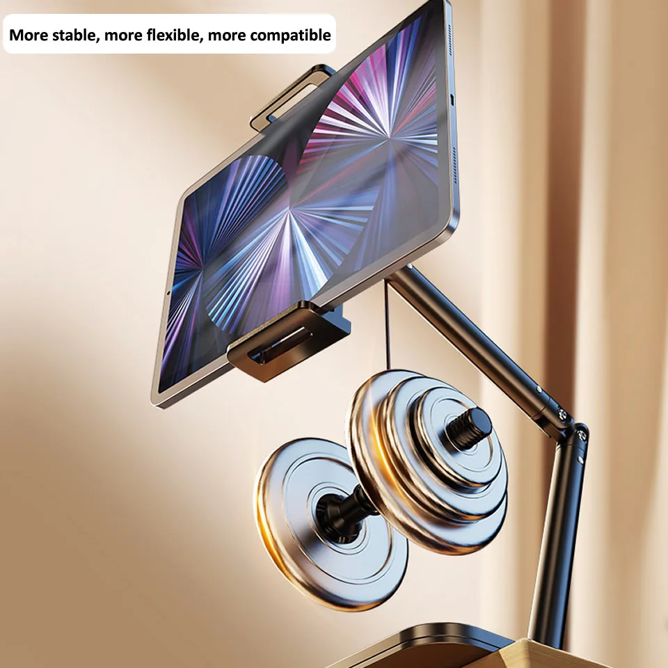 Suporte para Tablet para Tablets e Smartphones Ajustável até 42cm de Altura Ipad Rotação 360 ° Suporte para Tablet de Metal para 4.713 Pol - Imagem 3