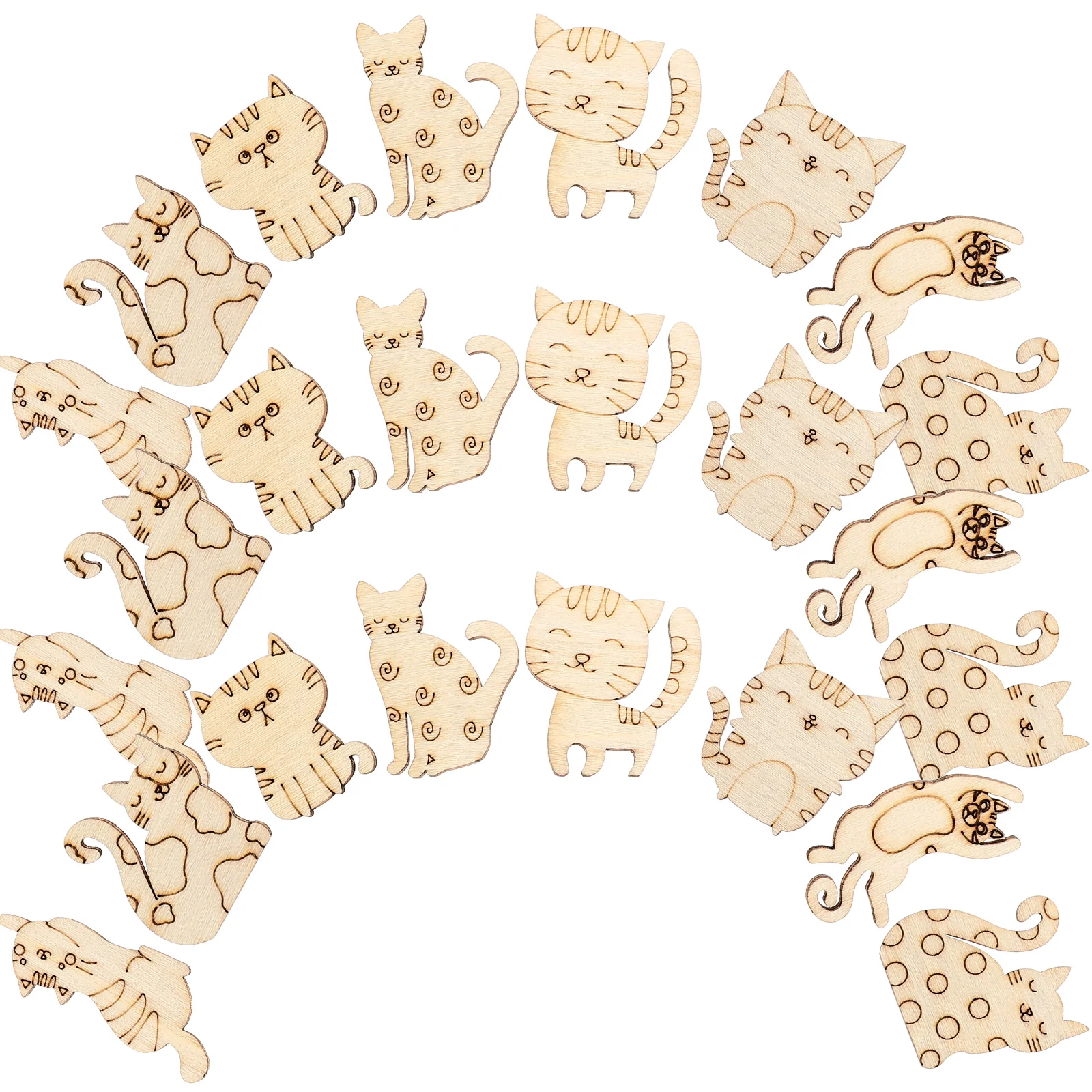

Unfinished Cat Shaped Cutouts Diy Wooden Kitten Slices Blank Wooden Animal Pieces Graffiti Wooden Crafts Coloring Painting