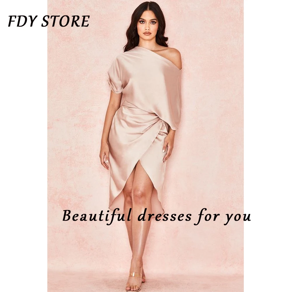 

FDY Store Evening Wrap shoulder Neckline Split Fork Ruffle Asymmetrical Formal Occasion Dresses Party Prom Elegant for Women