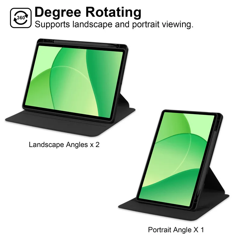 360-Degree Rotating Clear Acrylic Tablet Cover with Pencil Holder