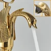 Onyzpily Gold/Antique Brass Washroom Bathtub Faucet Wall Mounted Swan Faucets Dual Handle Control Crystal Grip 3