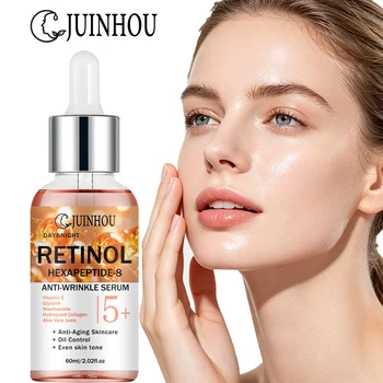 Siero Ringiovanente per il Viso JUINHOU con Complesso Retinolo ed Hexapeptide-8, Leviga la Pelle Ruvida, Stimola il Collagene, Affina i Pori, Illumina la Pelle Opaca