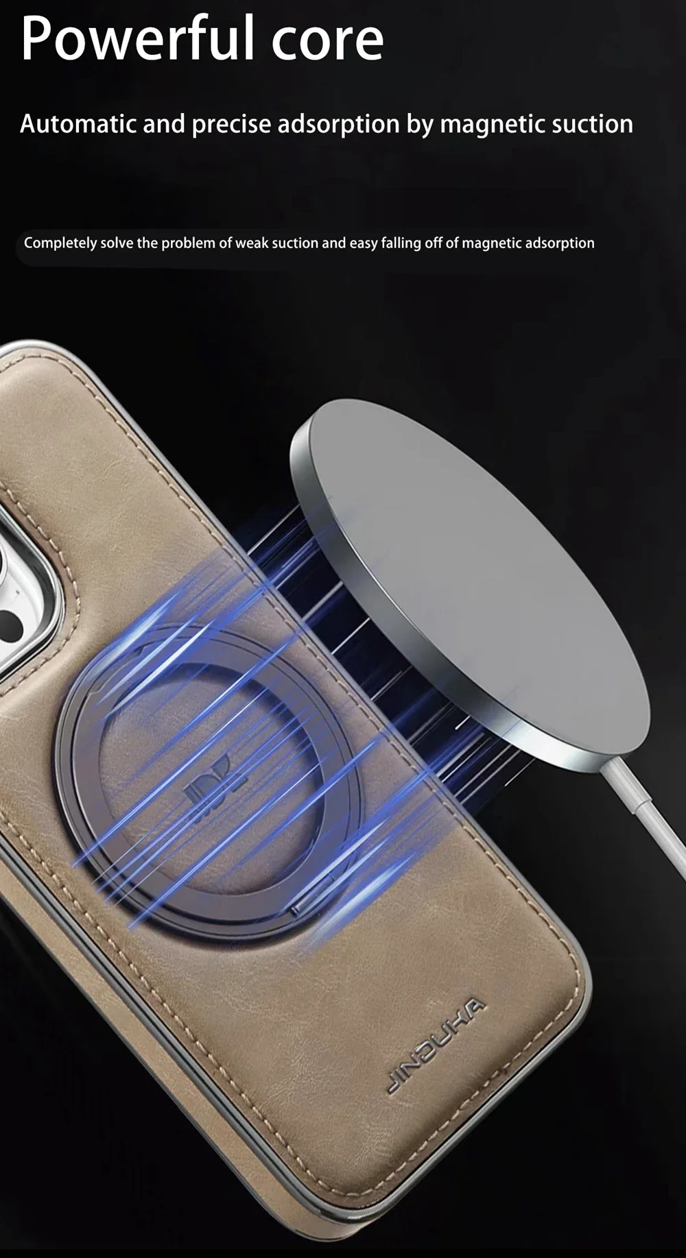 Premium Magnetic Leather Phone Case with Kickstand and MagSafe Compatibility