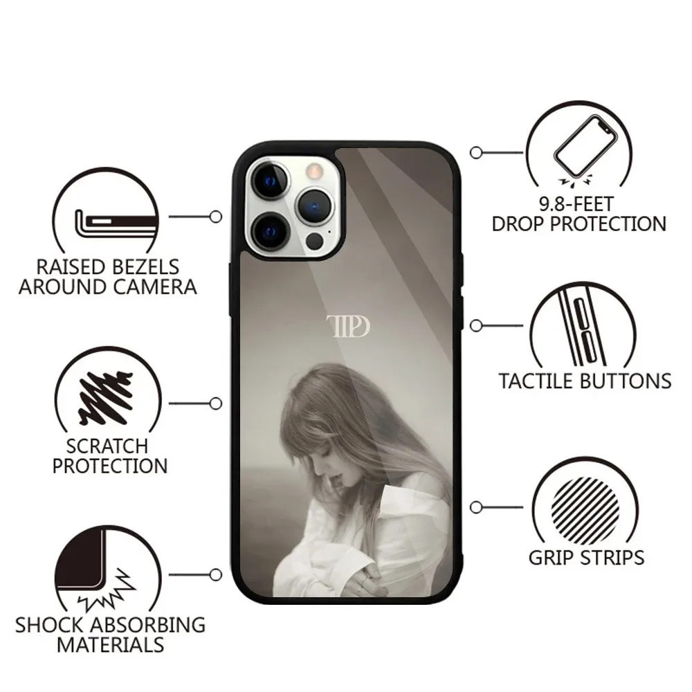 thumbnail image 1 of Funda para teléfono T-TaylorS TTPD S-SwiftS para iPhone 16, 15, 14, 13, 12, 11, Plus, Pro, Max, Mini con carga inalámbrica magnética Magsafe, 1 of 4