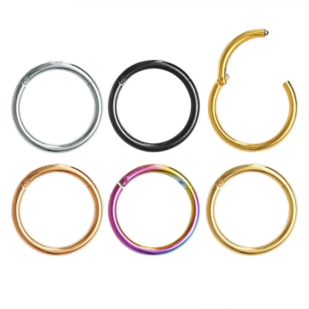 10/5 pz anelli al naso setto Piercing Clicker naso cerchi Piercing anelli a segmenti incernierati Helix Piercing gioielli per il corpo Unisex