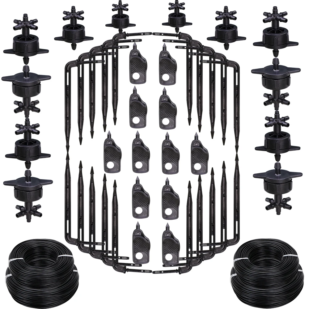 

Комплект микрокапельного орошения 10-100 м, 3/5 мм, 5-ходовой водяной разъем с черной компенсацией, садовая система капельного полива