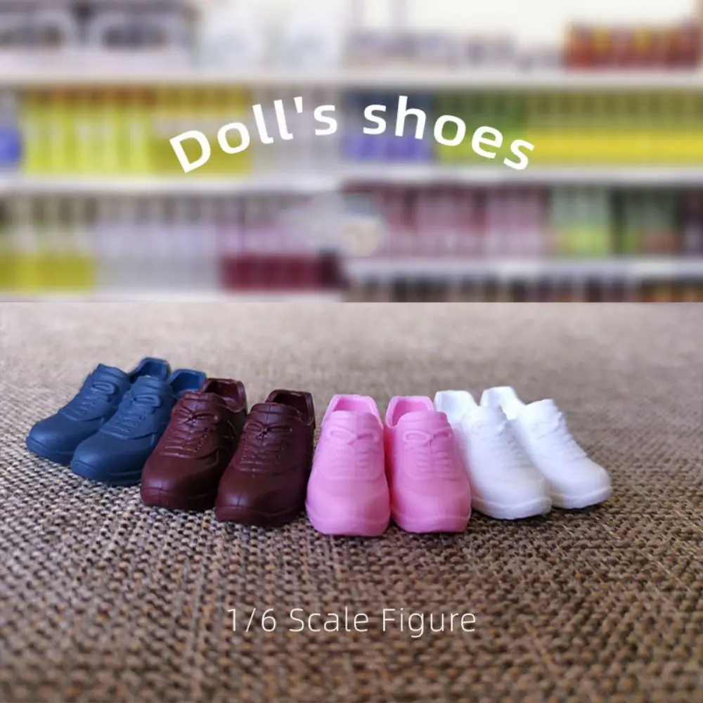 Round Toe 30cm Doll Sneakers Solid Color Sneakers 1/6 Doll Shoes Cute Mini PVC Doll Casual Shoes 2cm Fit for Foot Length 2cm