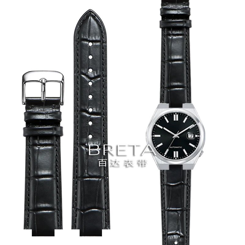 Premium Genuine Leather Watch Strap with Butterfly Clasp and Concave Ends