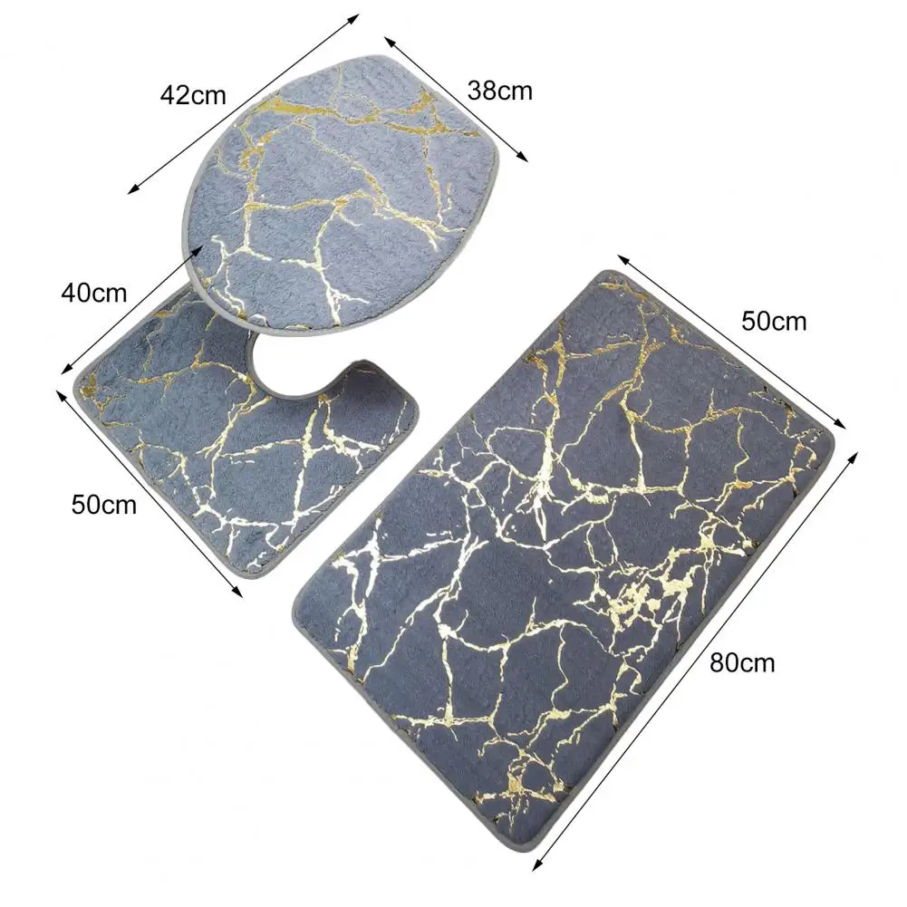 3Pcs/Set Bathroom Set Non-slip Toilet Carpet Shower Rug Marble Toilet Lid Cover Bathroom Rug Bath Mat Accessories bathroom mats