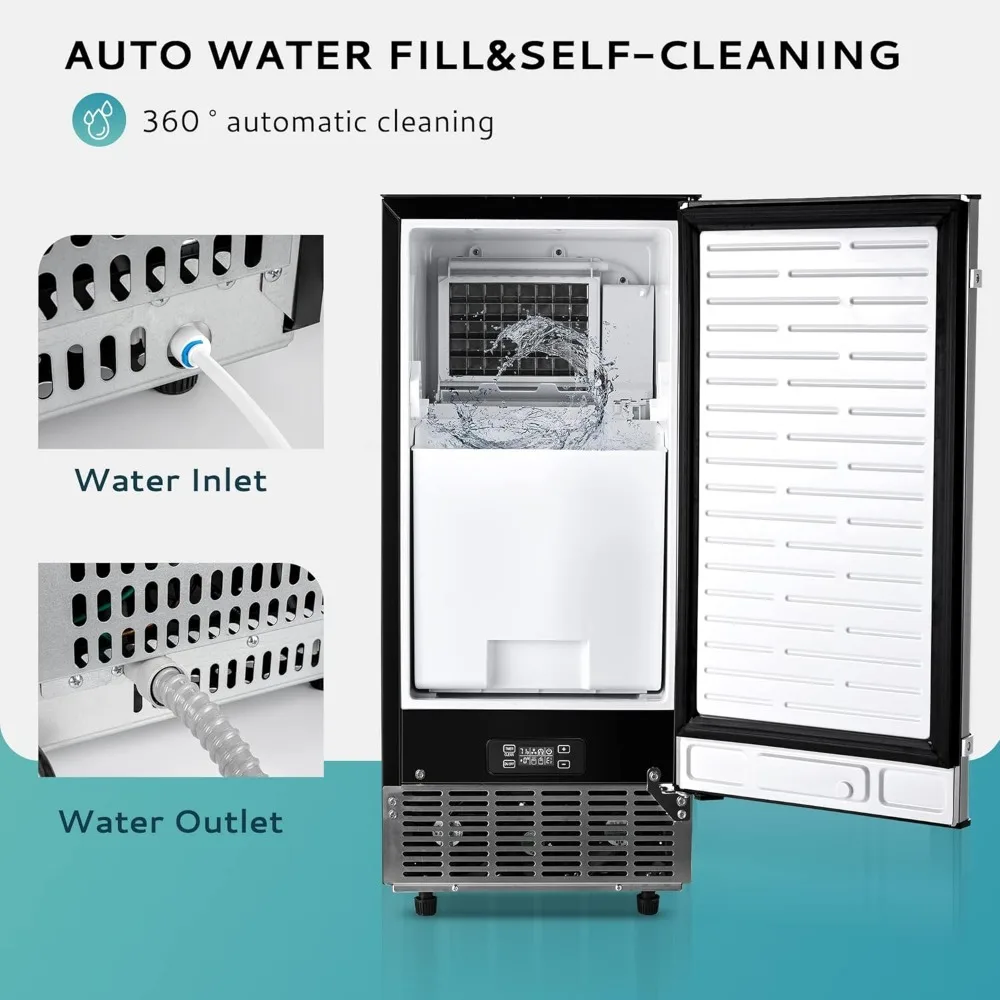 Commercial Under Counter Ice Maker Machine, 80 Lbs/Day Auto-Cleaning & 24H Timer,Drain Pump 6