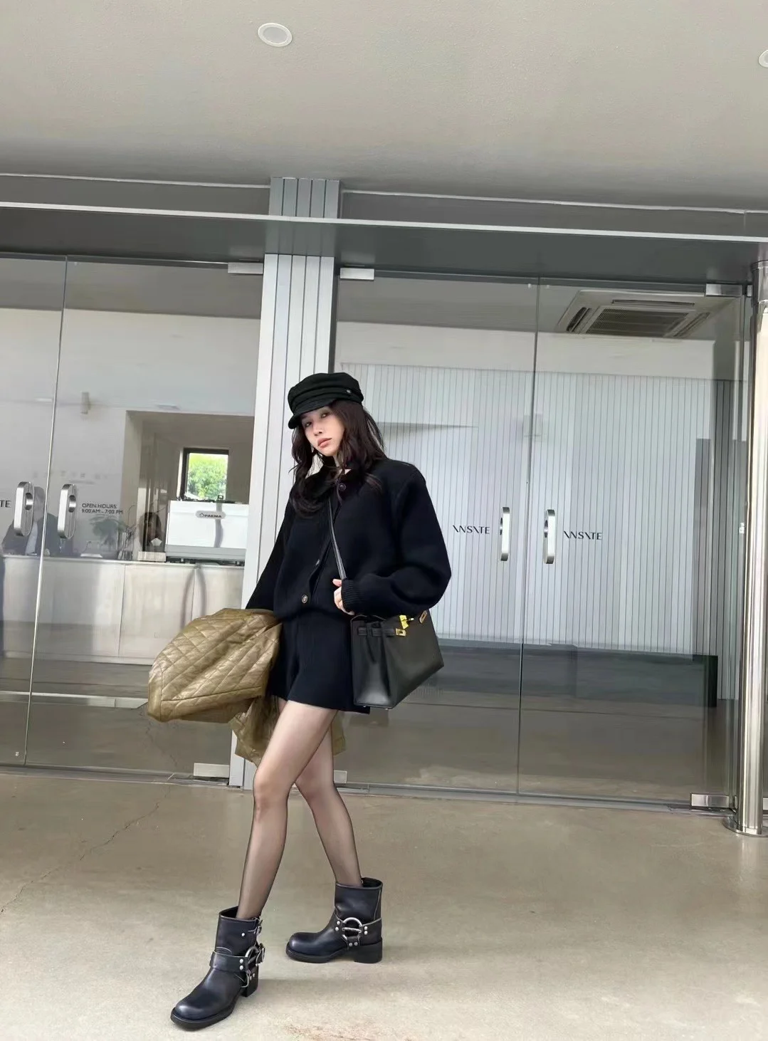 Autumn Winter New Two-piece Knitted Sets Single Breasted Sweater Top High Waist Shorts Korean Fashion Casual Outfits Solid Suit