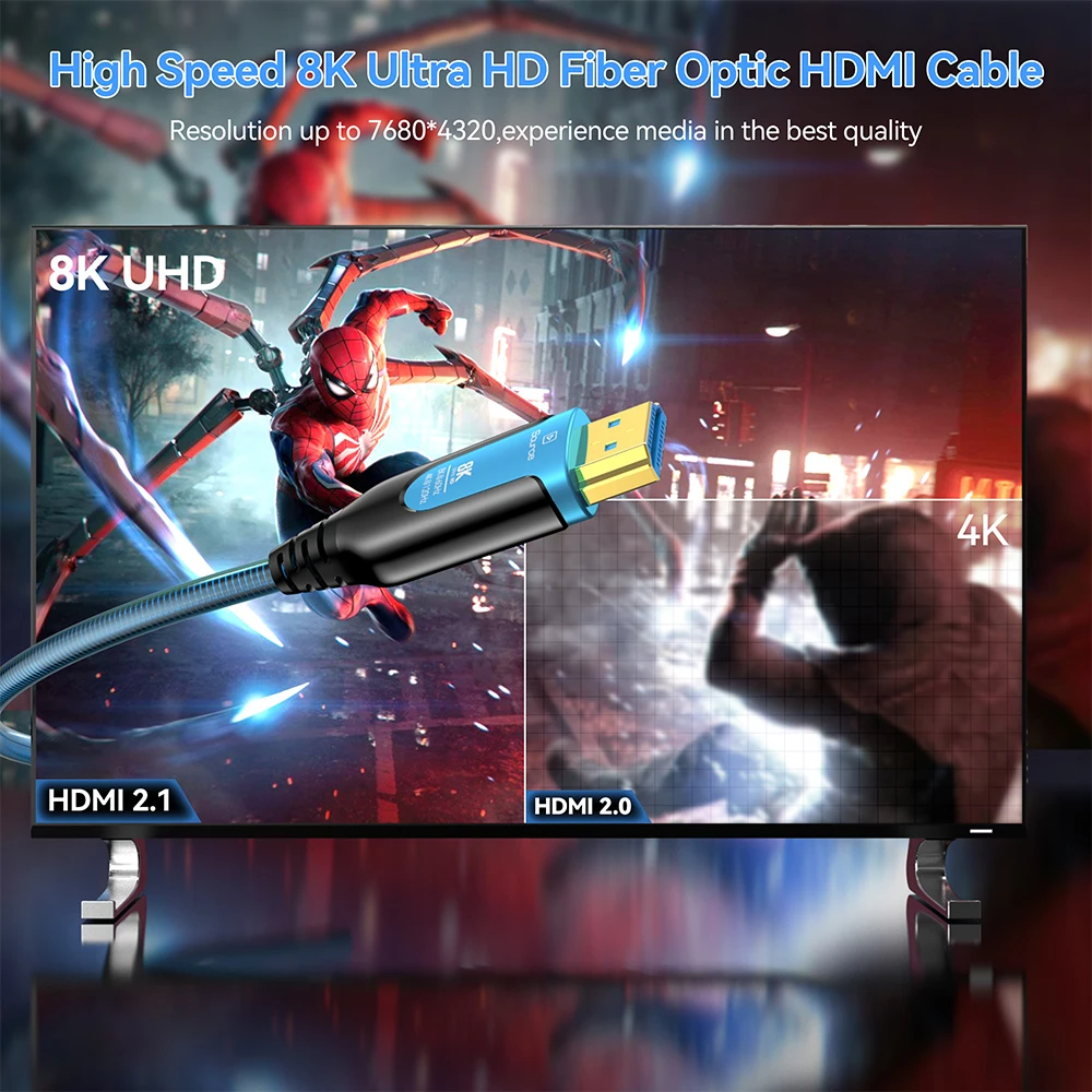8K HDMI Fiber Optic Cable 48Gbps 8K 60Hz 4K 120Hz Ultra High Speed HDMI 2.1 Cable Dynamic HDR eARC HDCP for HD TV Box Projector images - 6