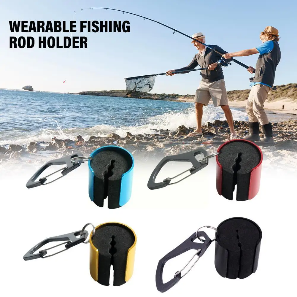 1pcs Wearable Rod Holder Portable Fishing Rod Clip Keychain Rod Tackle With  Fishing Accessories Aids Fly Fishing A0O8