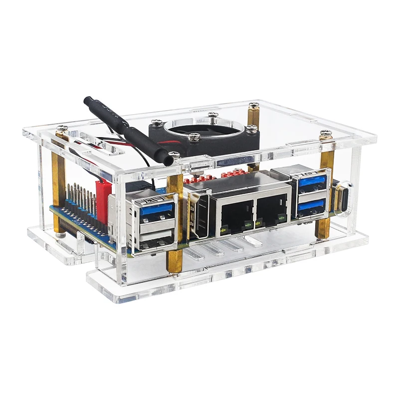 Orange Pi RV2 Acrylic Case Transparent Shell Cooling Fan Copper Heatsinks Option