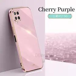 Luxury Plating Soft Silicone Phone Case - A32 4G 6.4 inch (Cherry Purple)