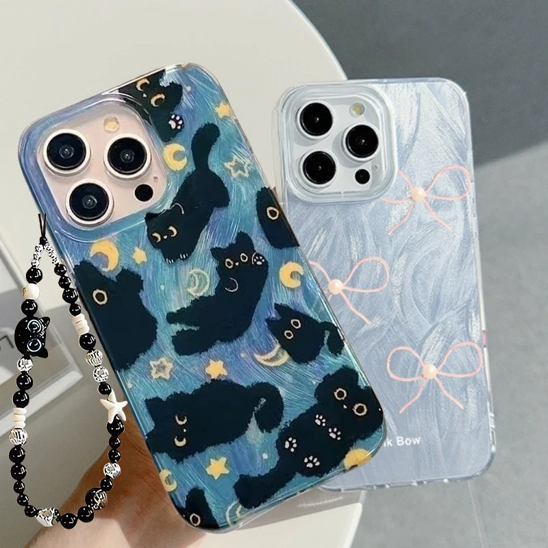 Elegant Black Bowknot Hard Silver Laser Phone Case